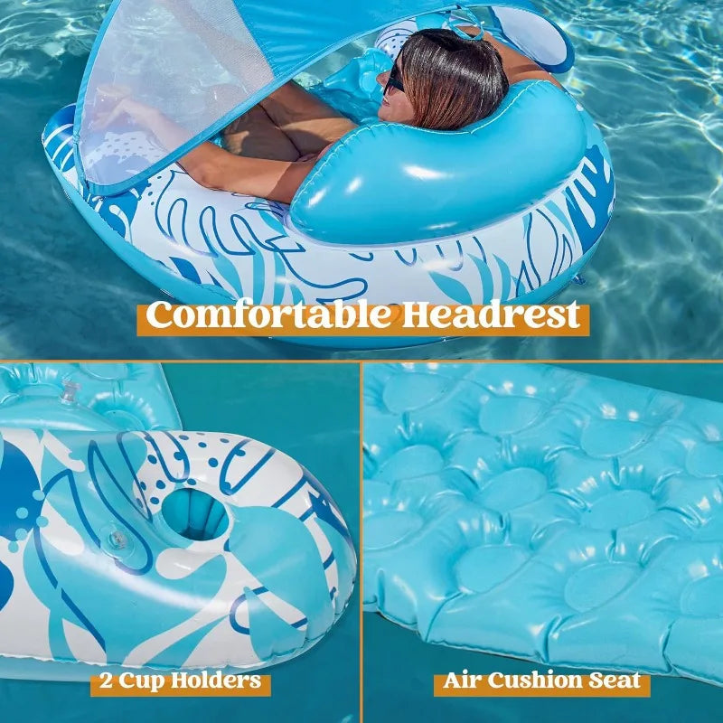 Inflatable Pool Floats With Canopy Lounge Chairs