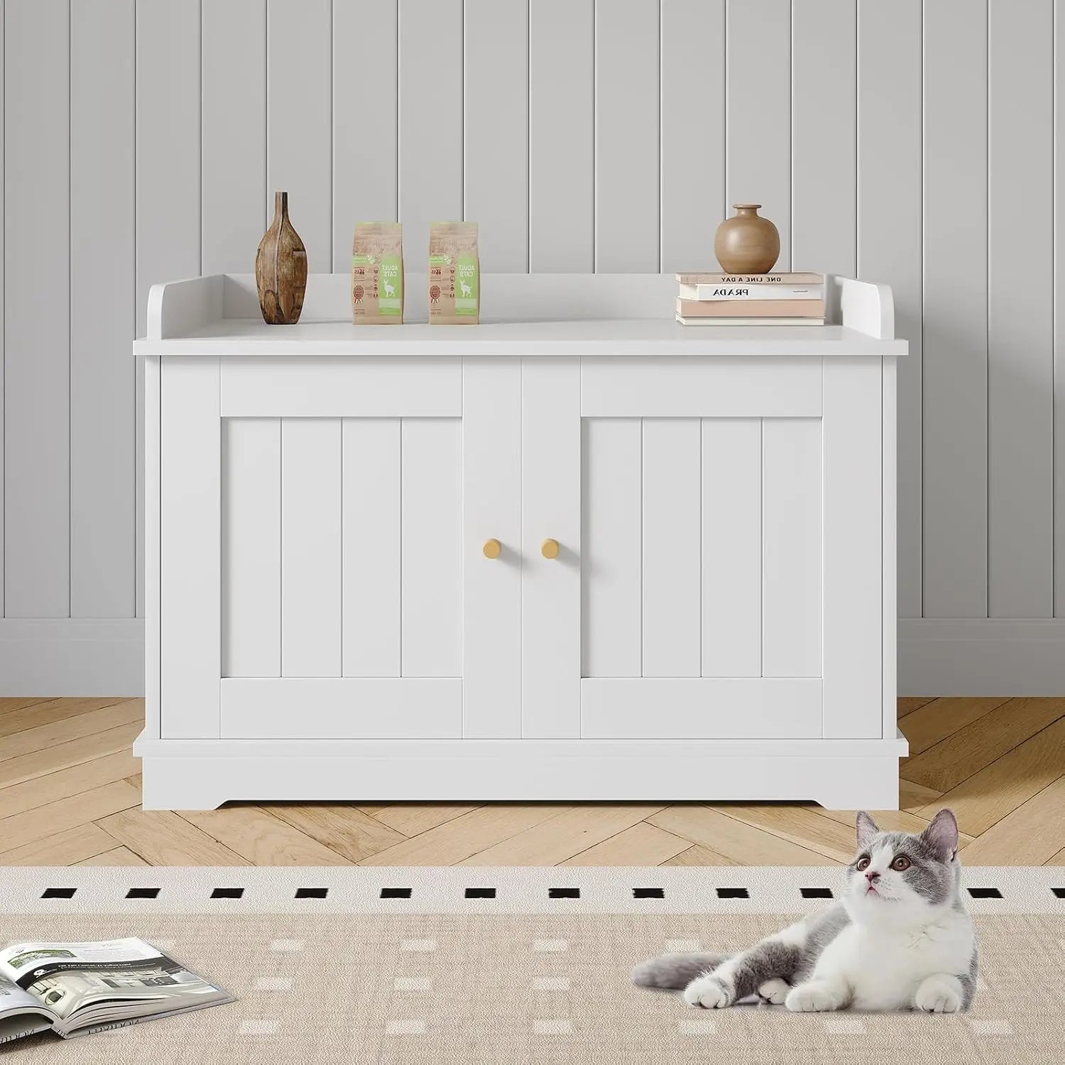 Hidden Wooden Cat Washroom Furniture Large