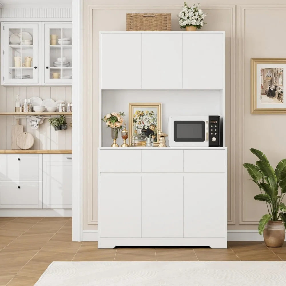 71" Pantry Cabinet with Power Outlets and Led Lights