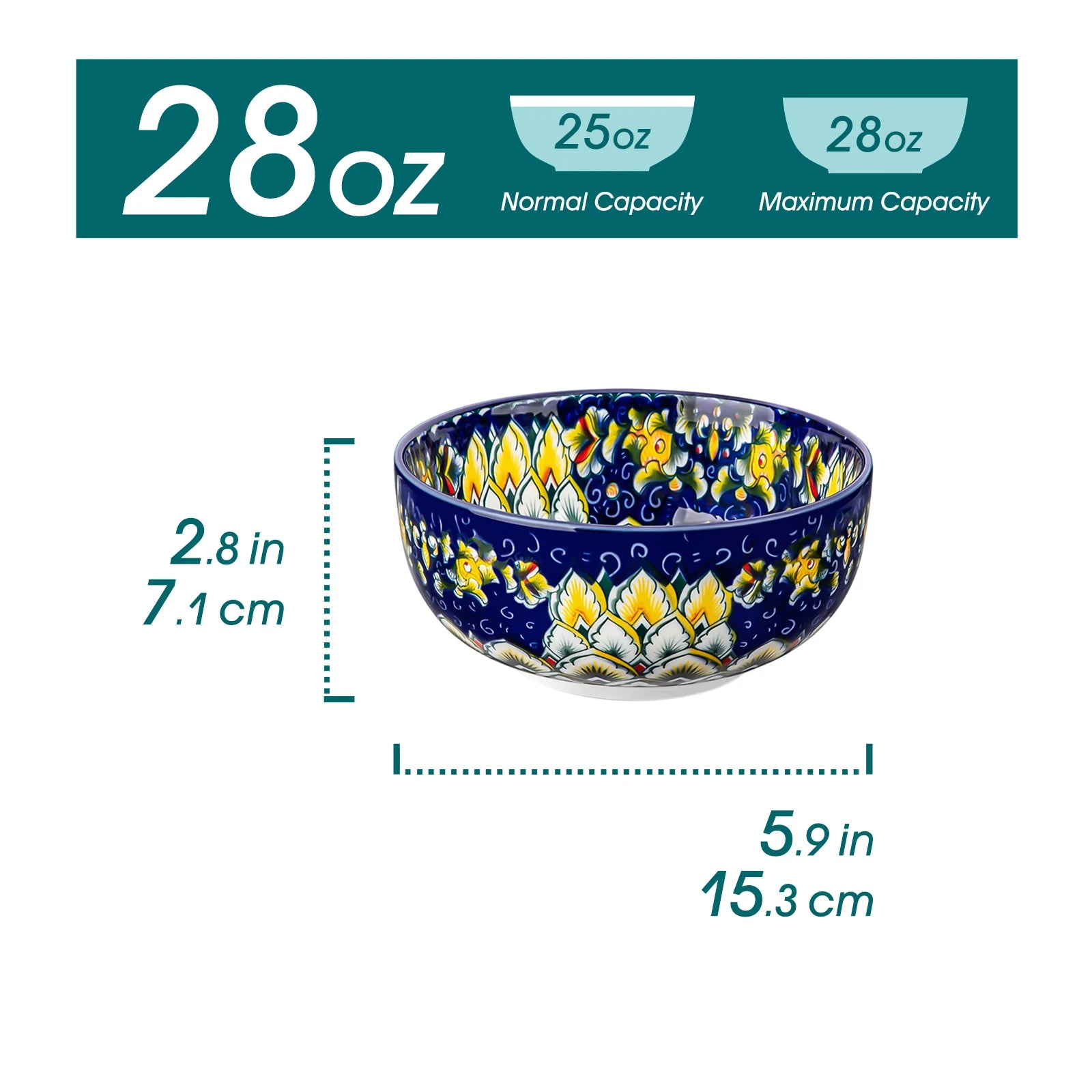6/12 Piece Cereal Bowls Set 28 Oz
