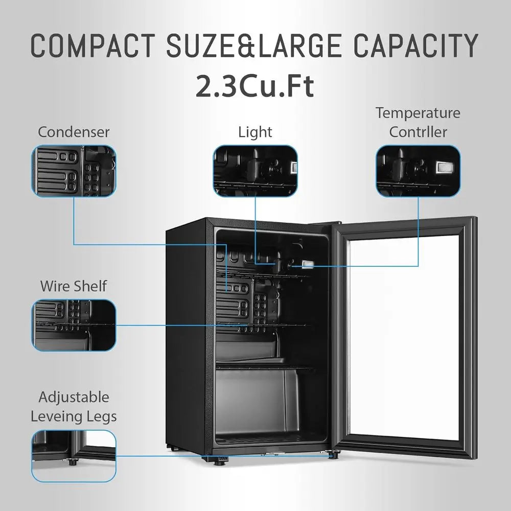 Mini Glass-Door Beverage Cooler, 2.3 Cu. Ft