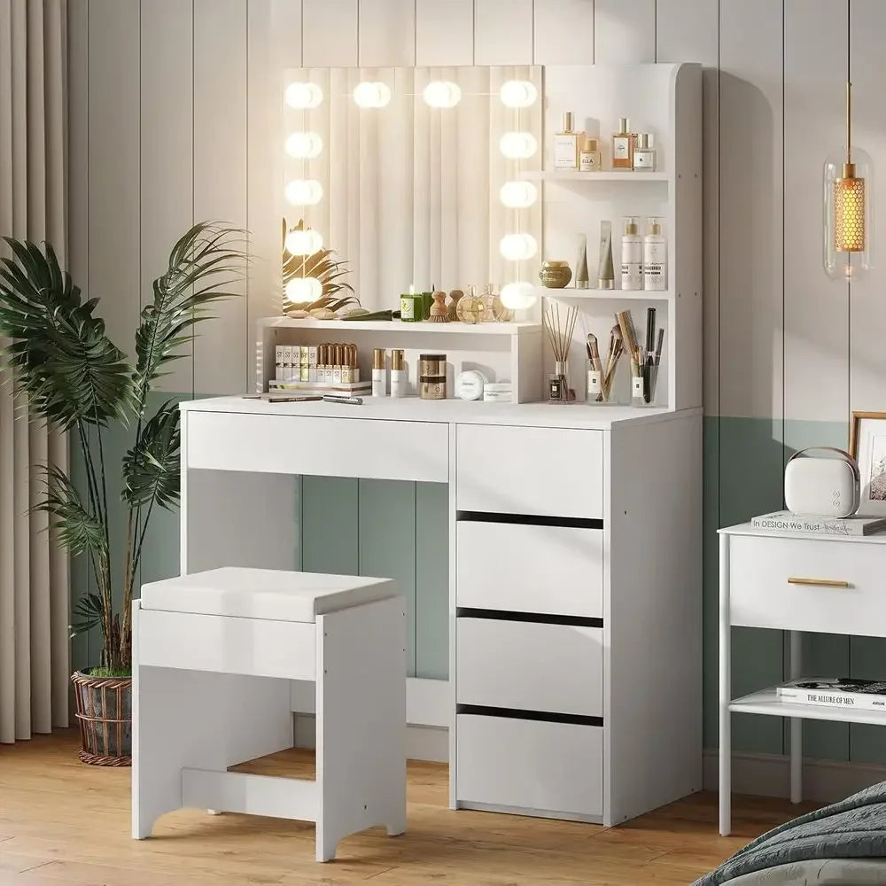 37 Wide Vanity Desk with Illuminated Mirror