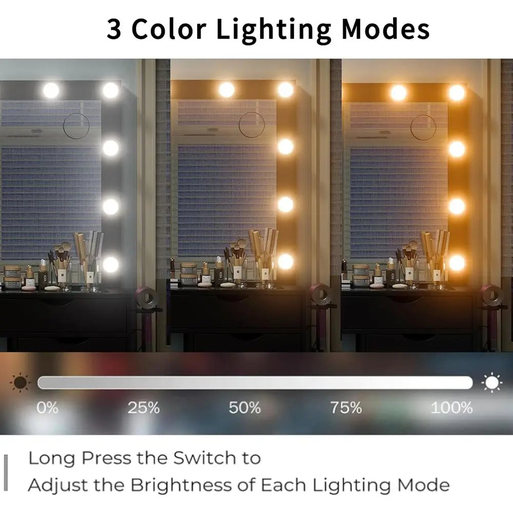 LED-Illuminated Makeup Desk Vanity