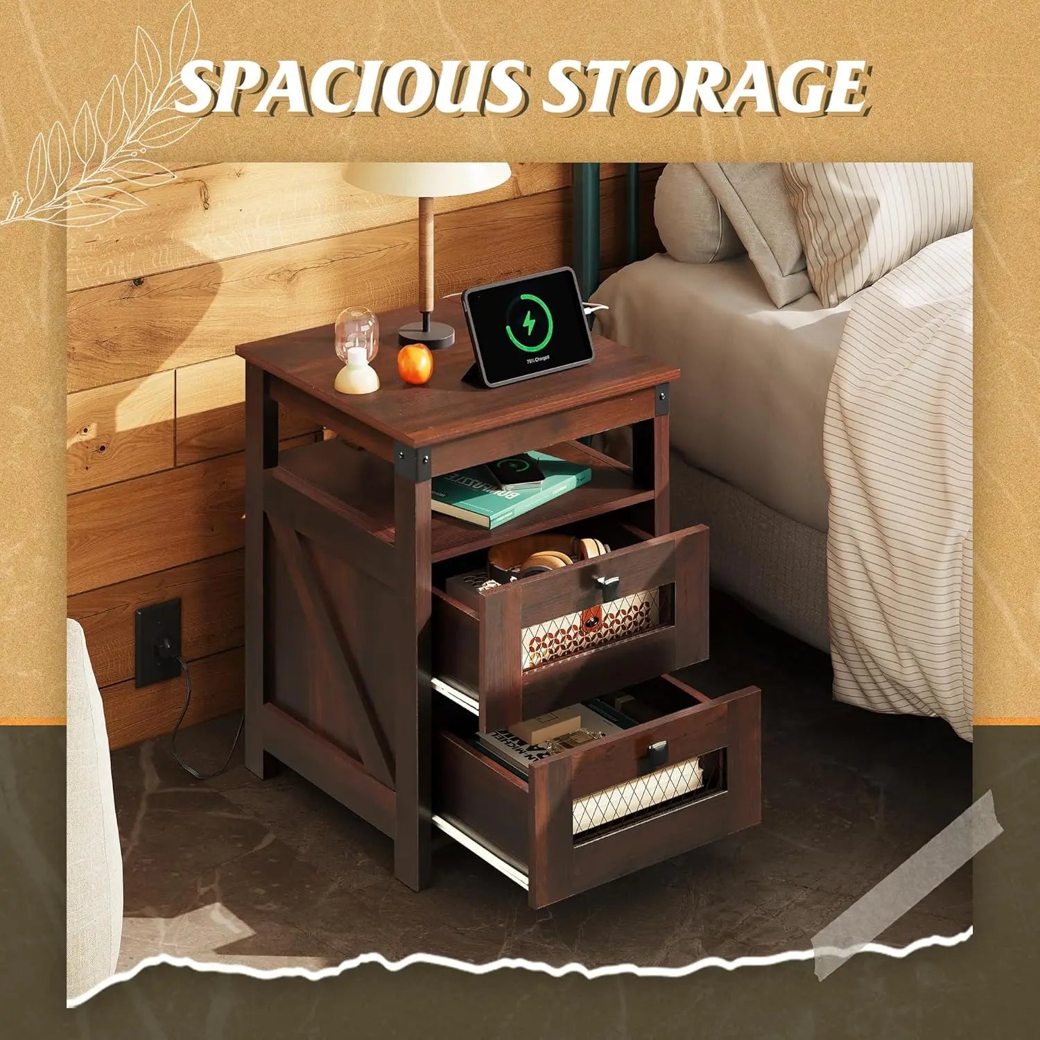 Nightstand with Charging Station