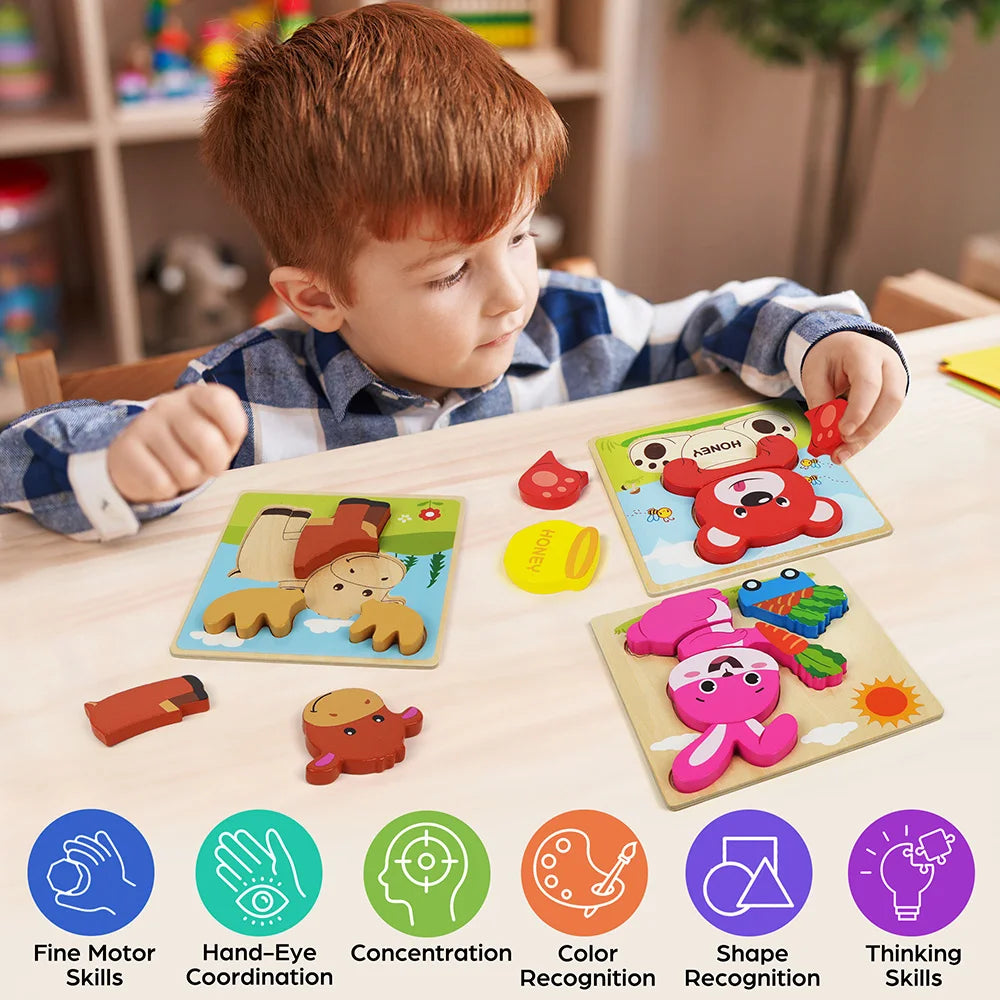 Animal Wooden 8 Pack Puzzles  For Toddlers