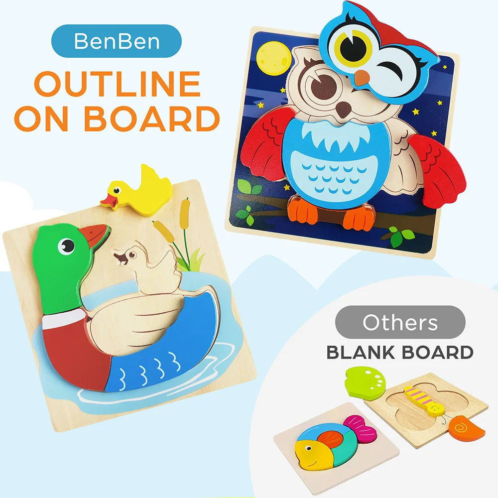 Animal Wooden 8 Pack Puzzles  For Toddlers
