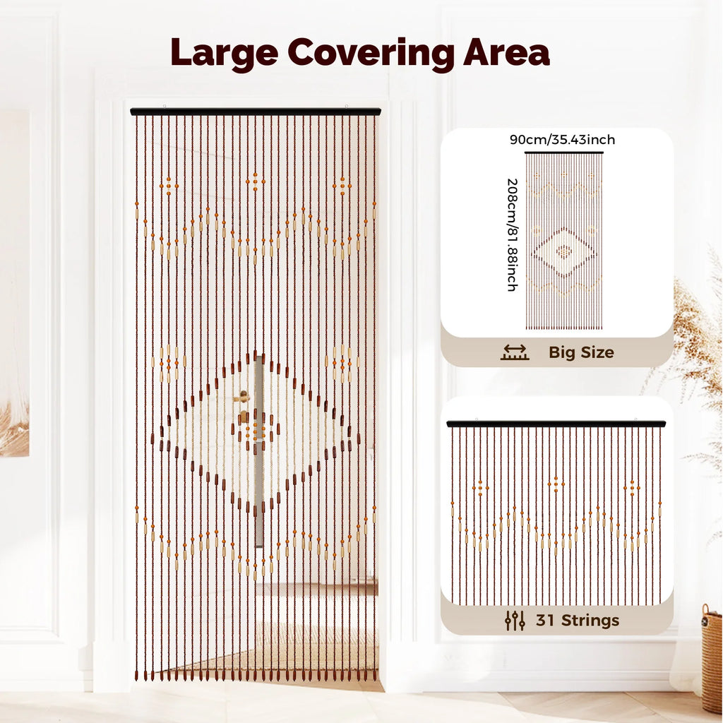 Retro Wooden Bead Curtain