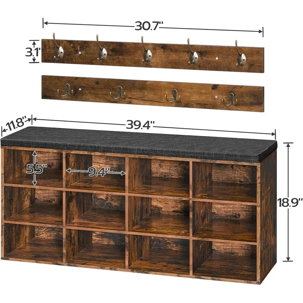 Entryway Shoe Storage Bench with Cushion