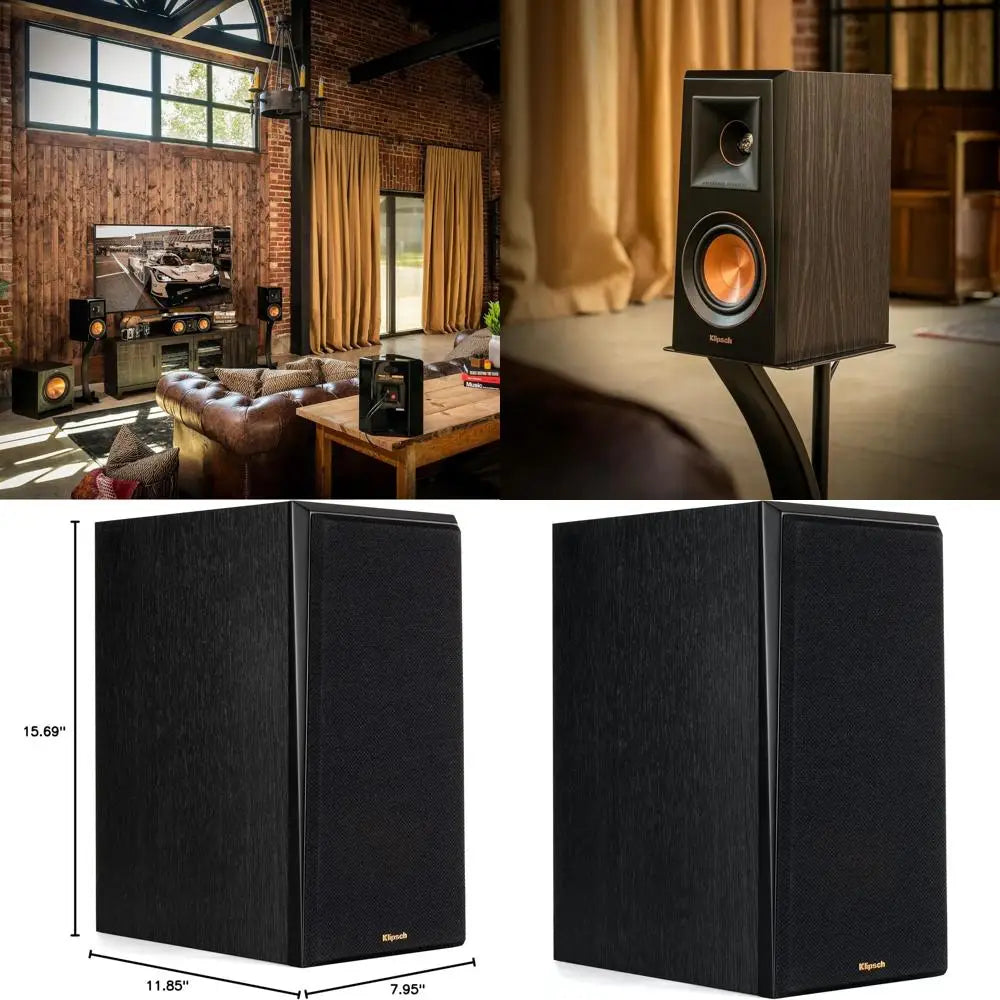 Premium Ebony Finish Bookshelf Speakers - Stereo Pair