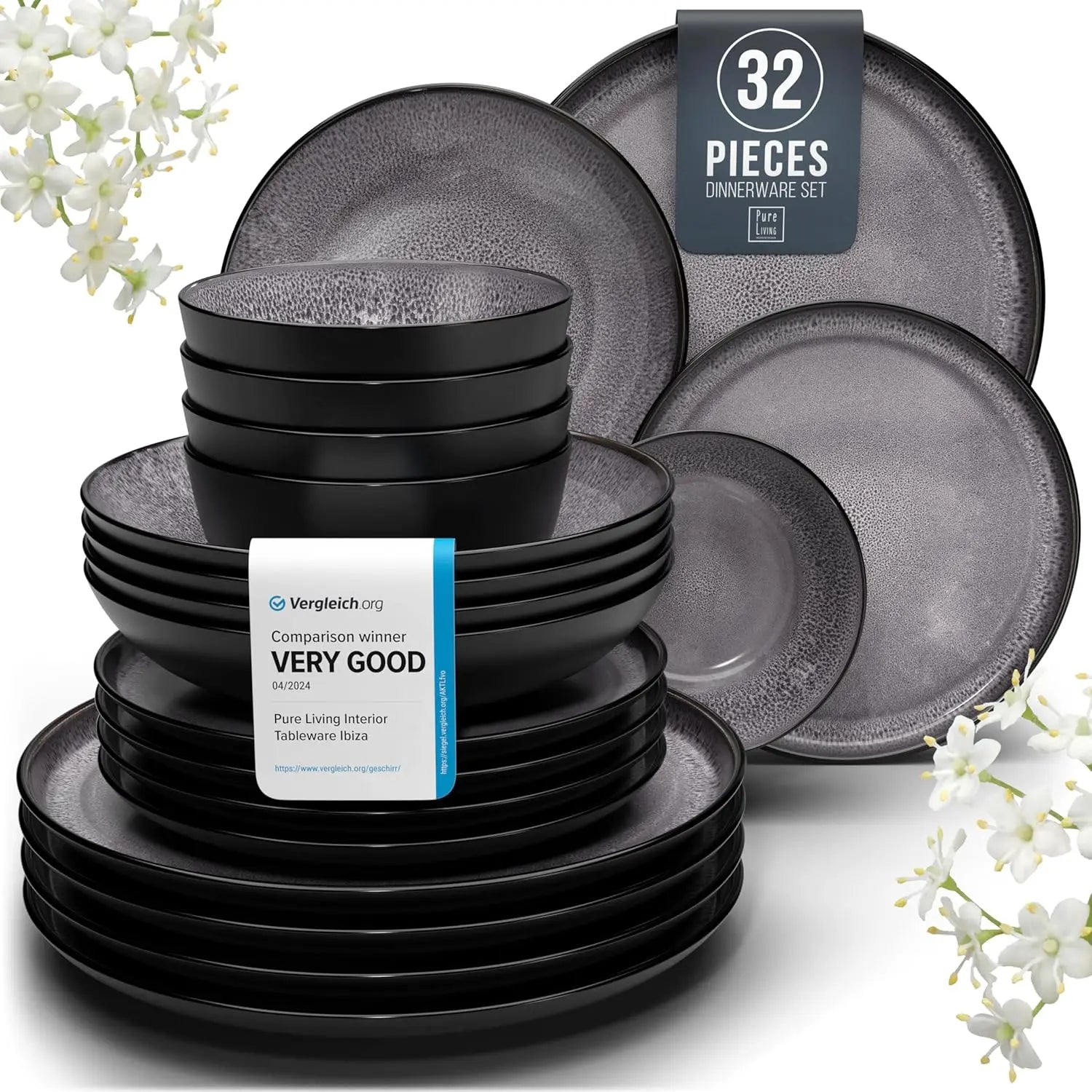 32-Piece Stoneware set For Dinner