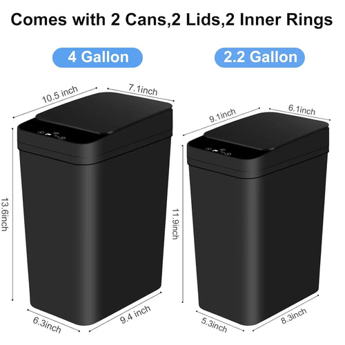 2 Pack 12L & 18L Automatic Trash Cans