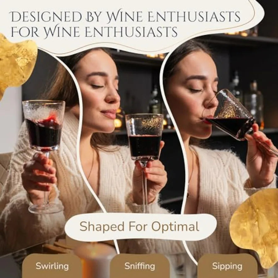 Gold Rimmed Wine Glasses Set of 4 10oz