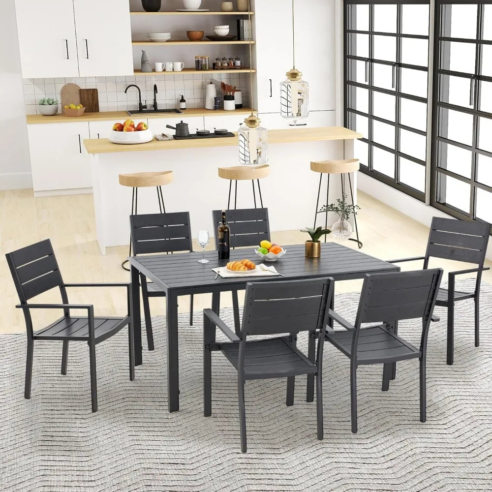 7 Piece  60" x 36" Table and Stackable Chairs