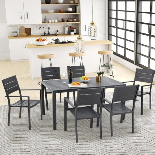 7 Piece  60" x 36" Table and Stackable Chairs