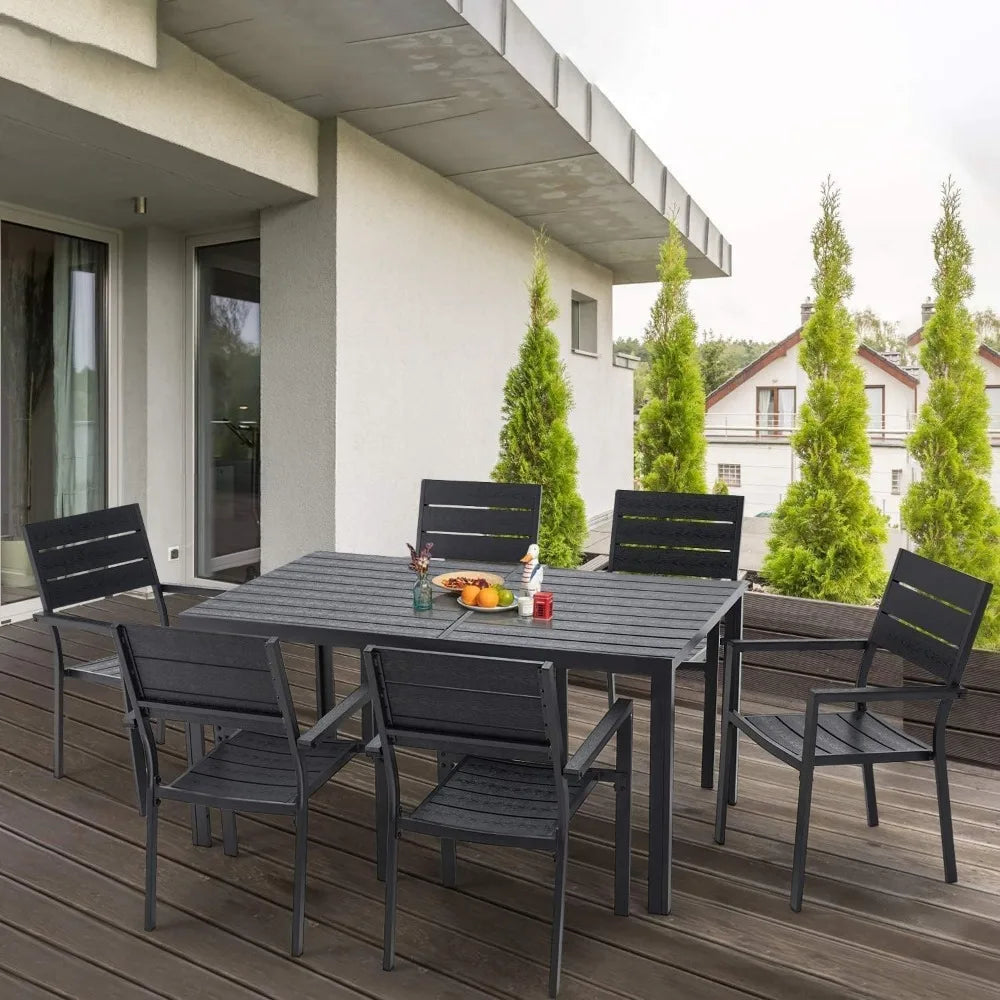 7 Piece  60" x 36" Table and Stackable Chairs