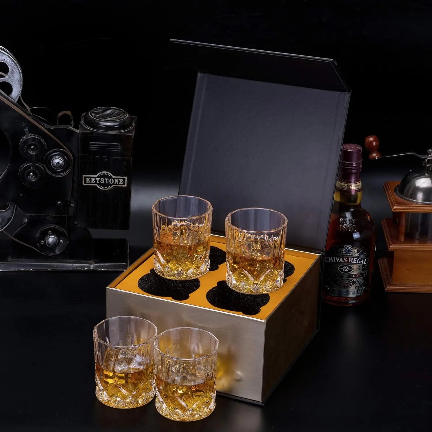 Luxury Box Set of 4 Whiskey Glasses 10 oz