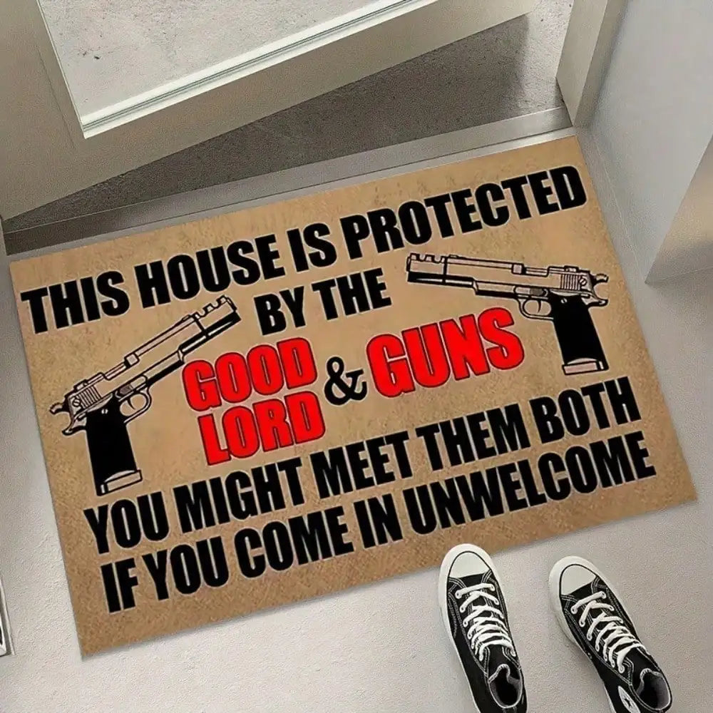 Welcome Protected By Guns Mat