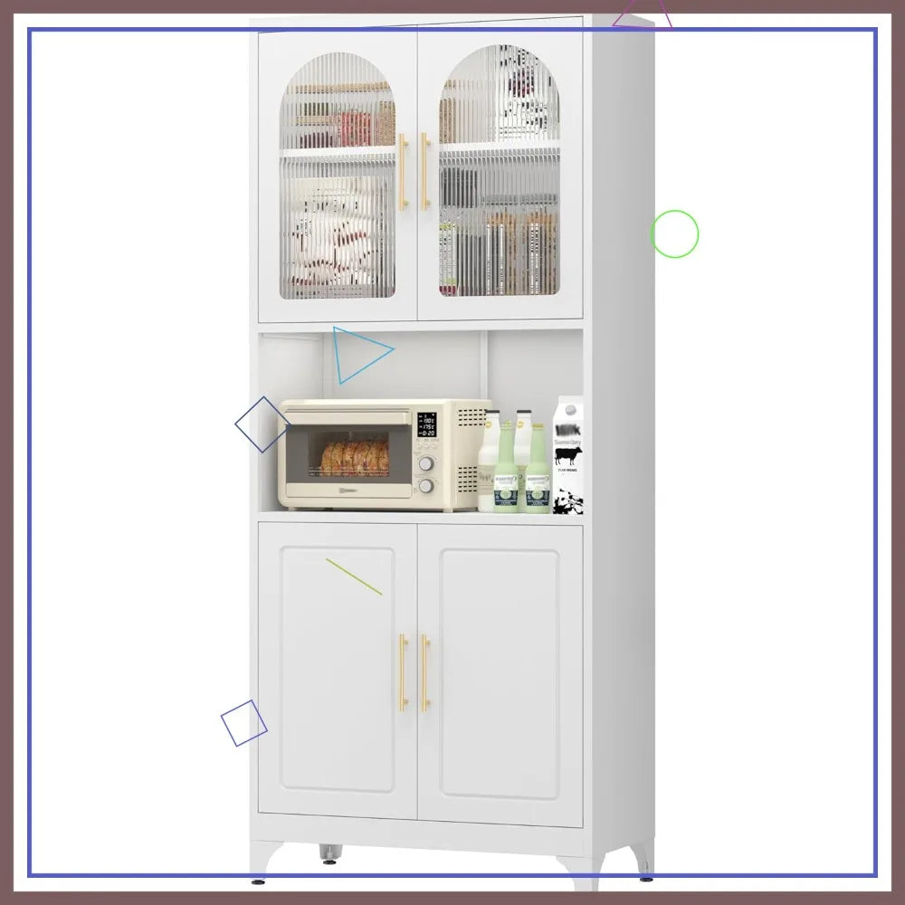 75" Tall  Cabinet with 4 Doors, Adjustable Shelves