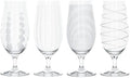 Elegant Etched 4 Beer Glasses Set