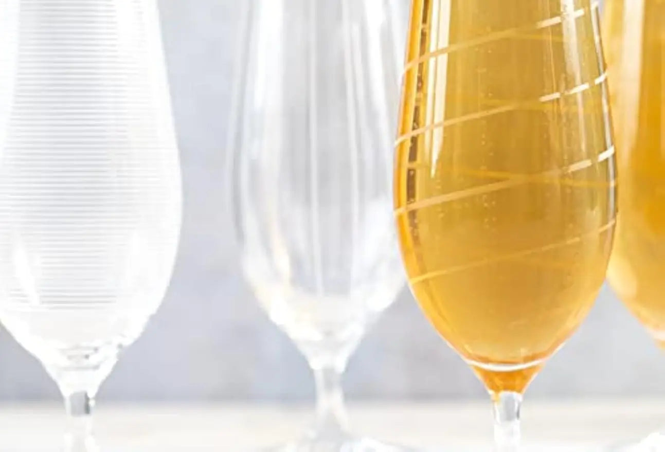 Elegant Etched 4 Beer Glasses Set