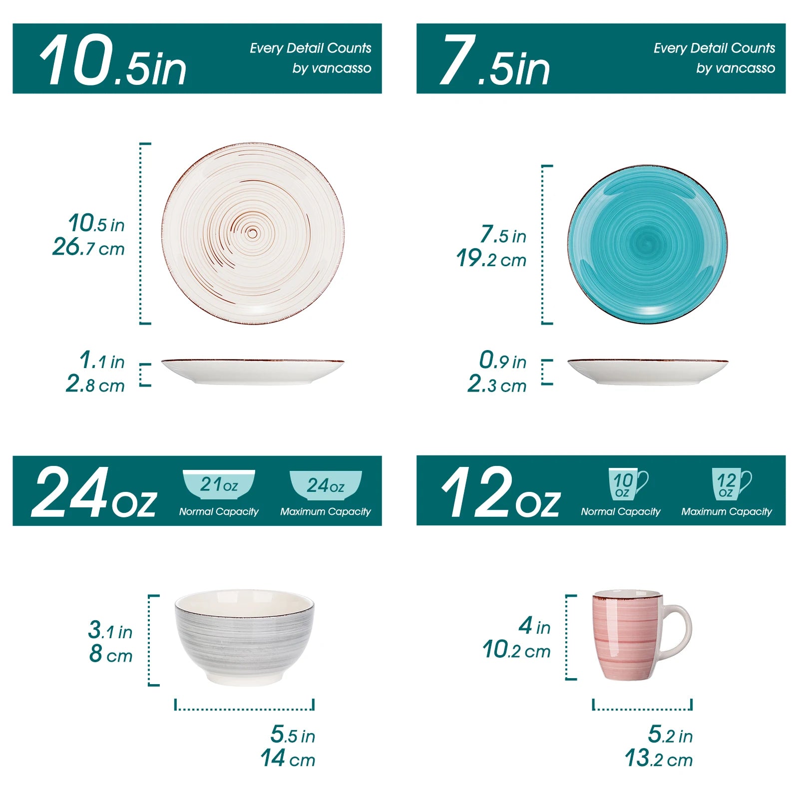 Porcelain Dinner Set Mix-Color Vintage Ceramic