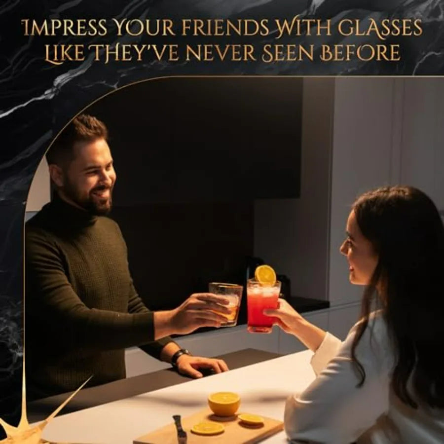 Gold Rimmed  Lowball Glasses 10 oz Set of 4