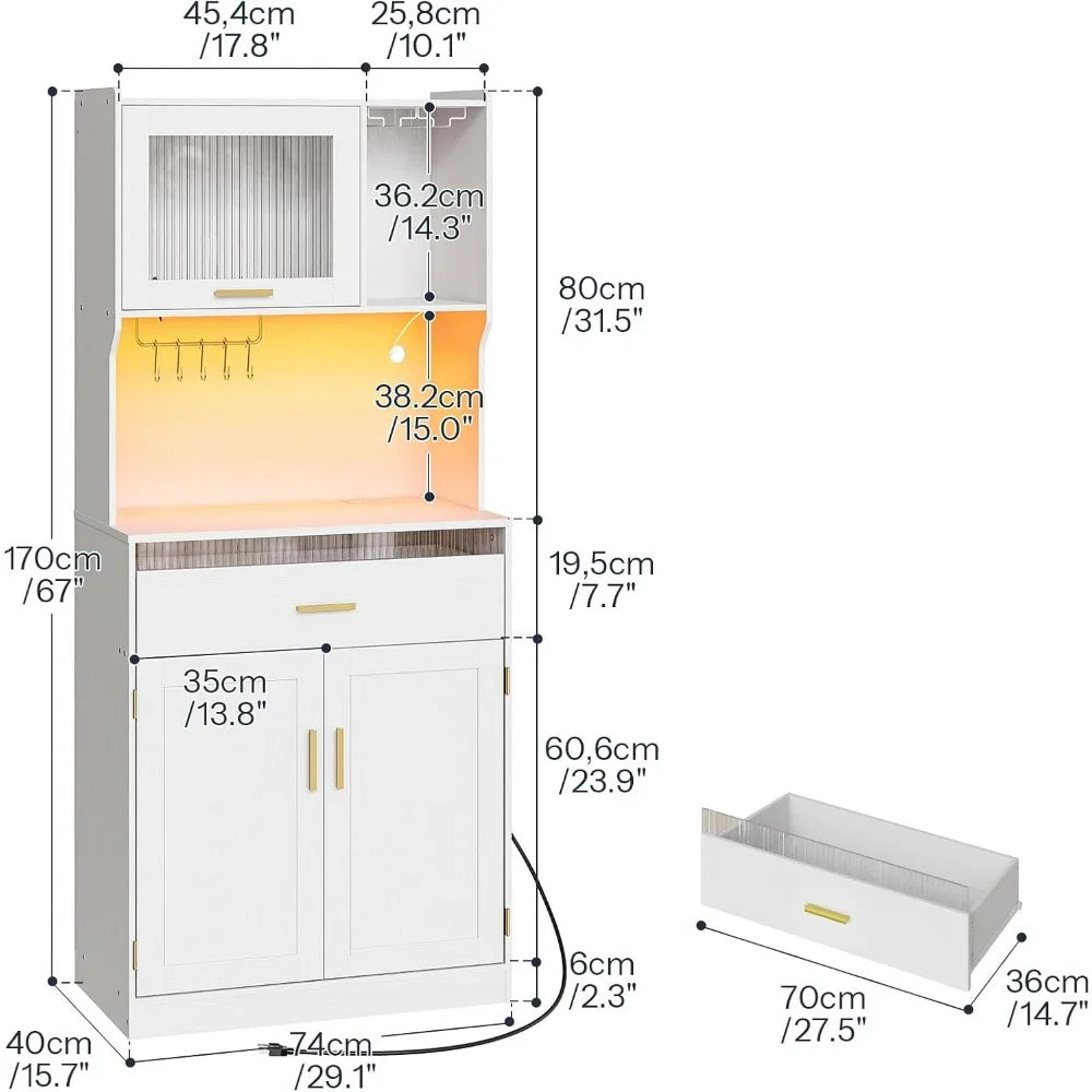 67" Kitchen Pantry Storage Cabinets