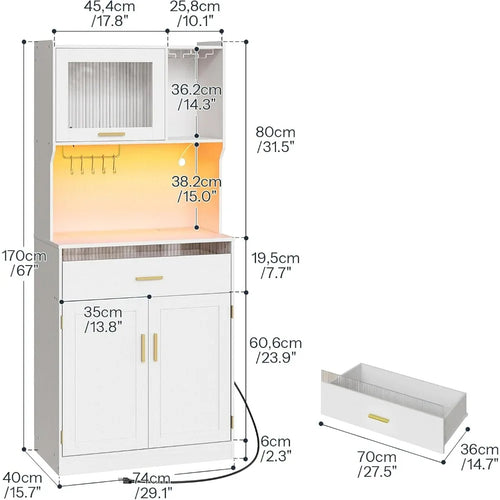 67" Kitchen Pantry Storage Cabinets