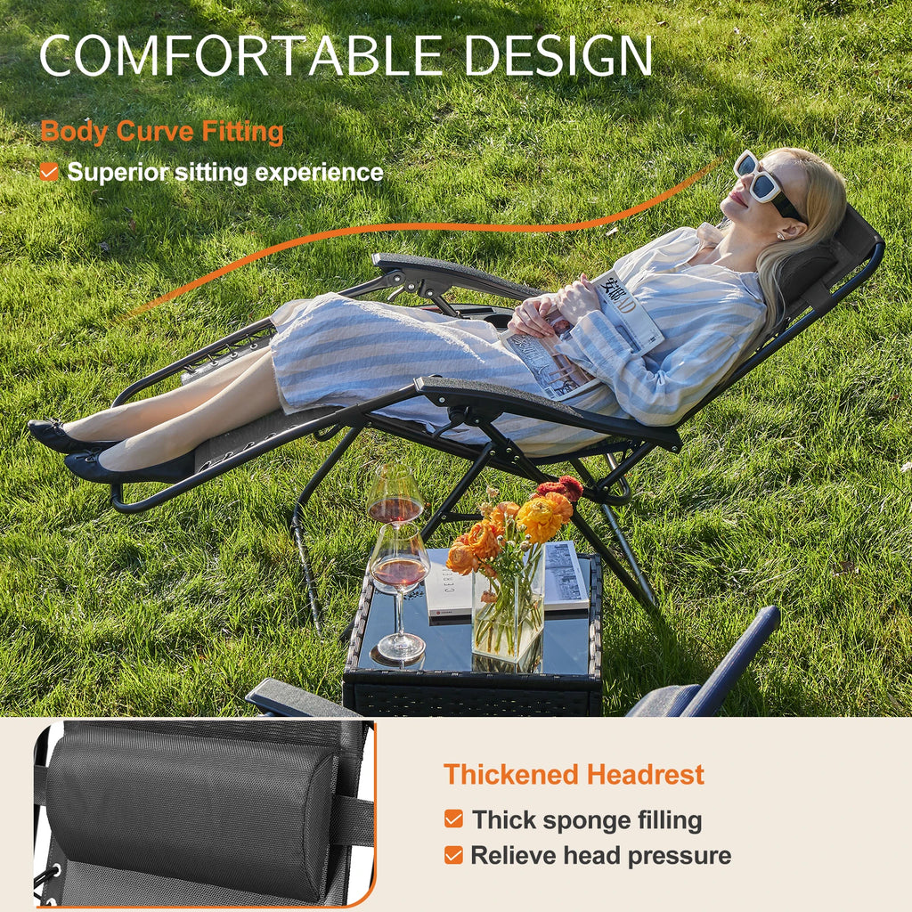 Set of 2 Portable Recliner Camping Lounge Chair