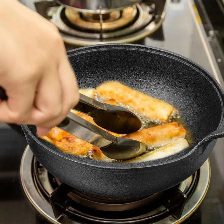 2 Sets Cast Iron Wok with Loop Handle