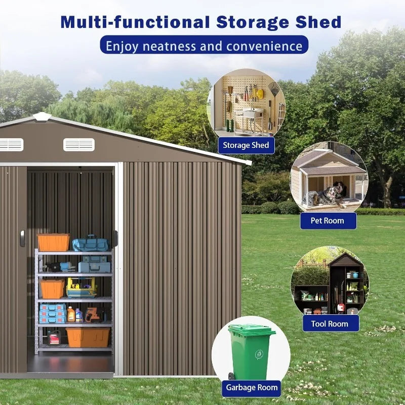 10 'x 8' Outdoor  Galvanized Metal Tool Shed