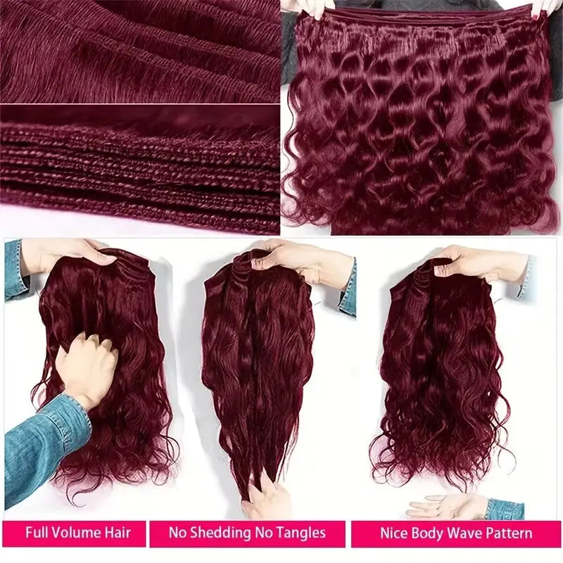Burgundy Body Wave Bundles 3 4