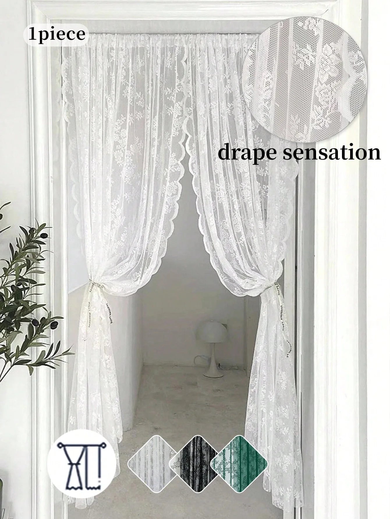 Vintage Lace Floral Chiffon Curtains
