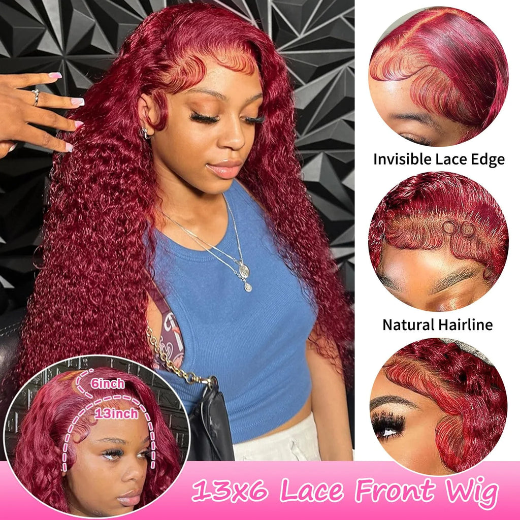 Deep Wave 99J Burgundy 13x6 Lace Front