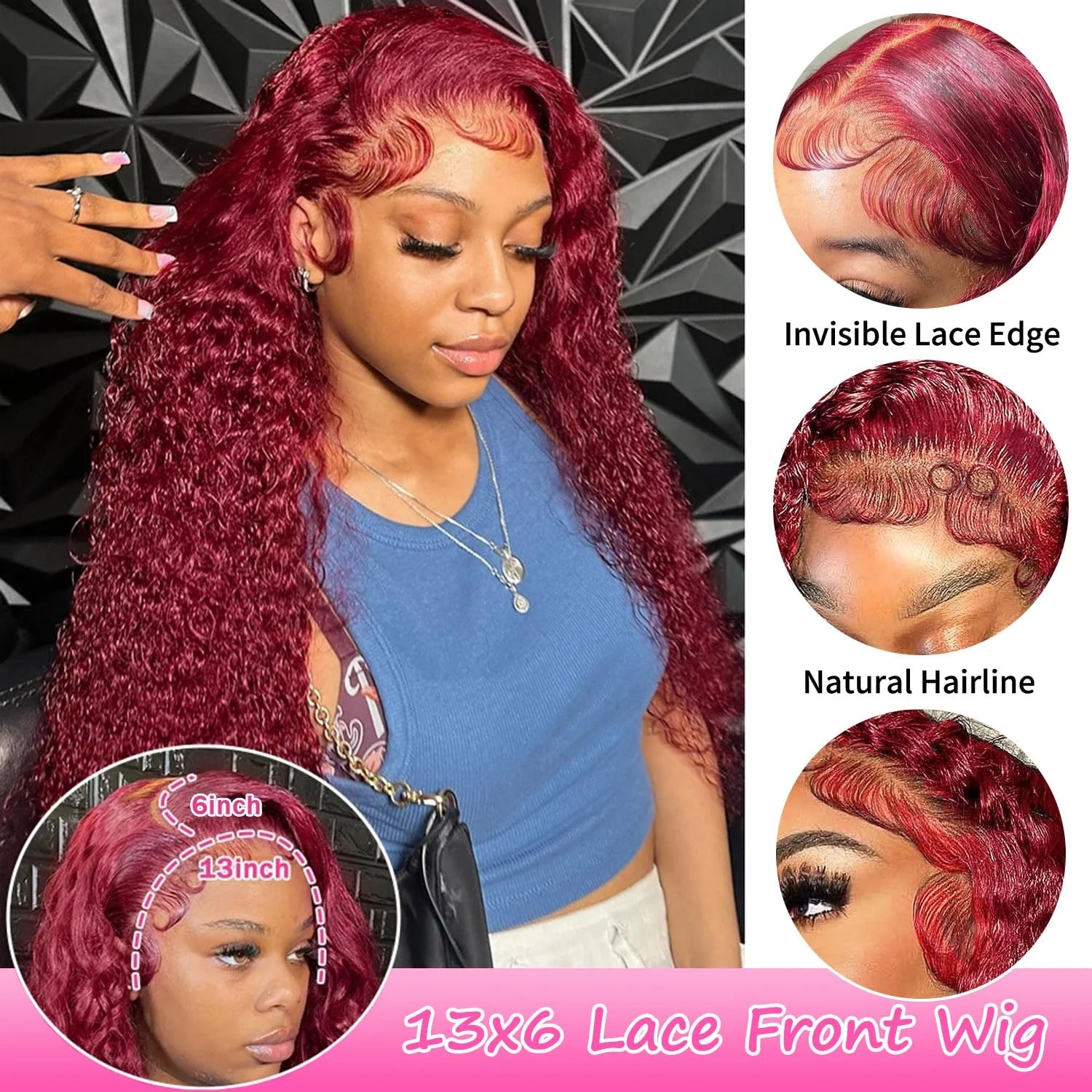 Deep Wave 99J Burgundy 13x6 Lace Front