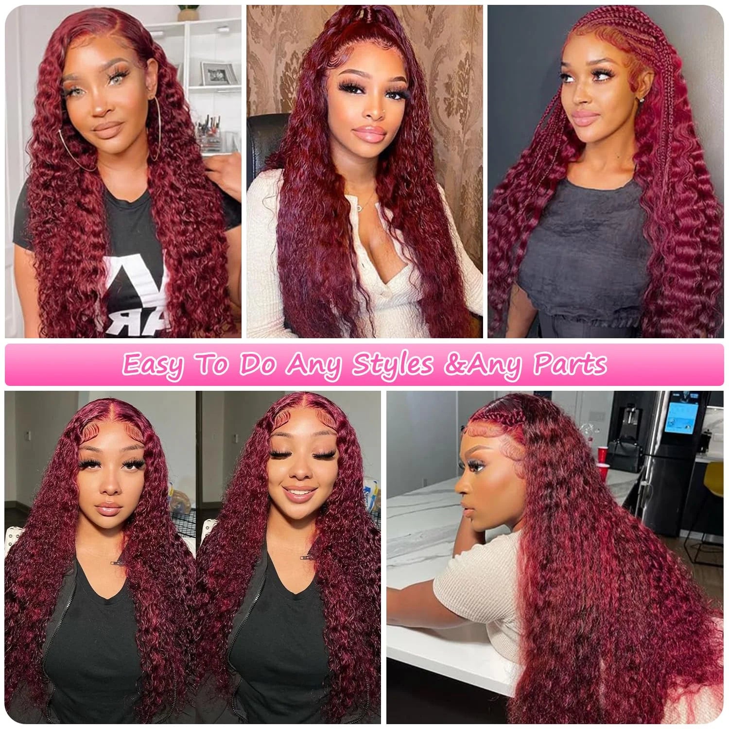 Deep Wave 99J Burgundy 13x6 Lace Front