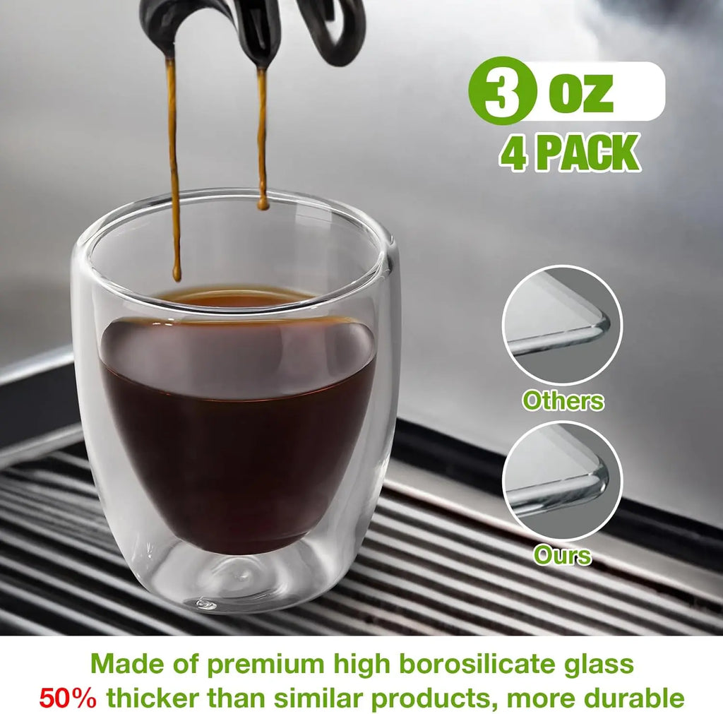 Double Walled 3oz Espresso Cups Set of 4,