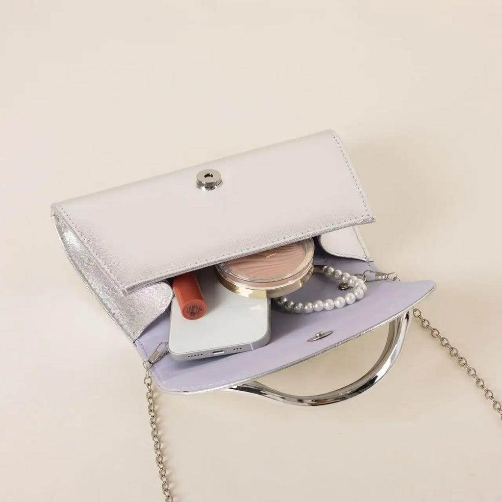 Unique Evening Clutch Bag for Women Wedding Handbag with Golden-Tone Buckle Shiny Formal Clutch Purse for Party Banquet Dinner