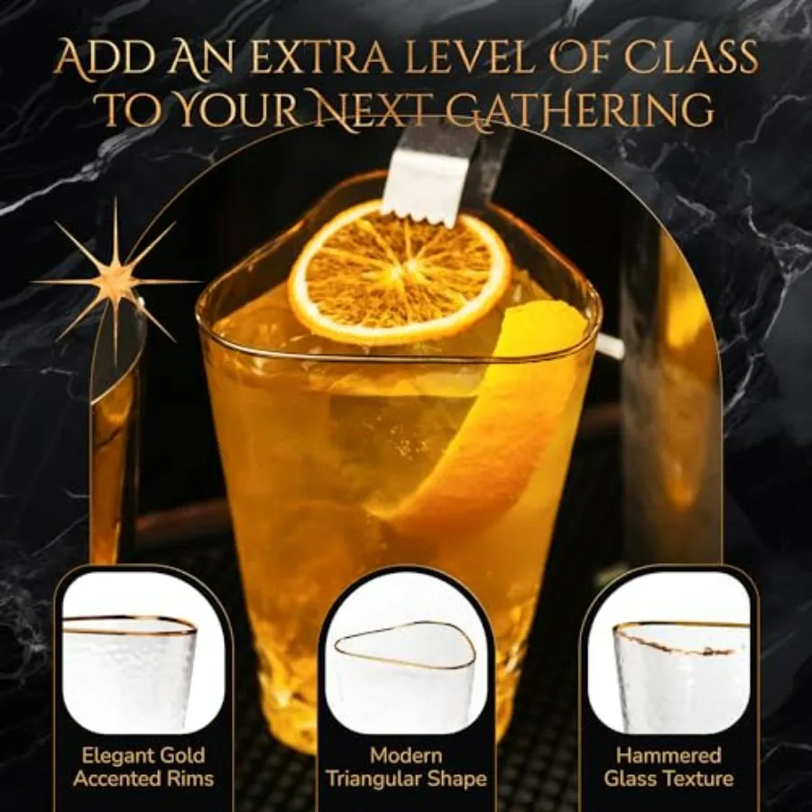 Gold Rim Highball Glasses Set of 4 16oz