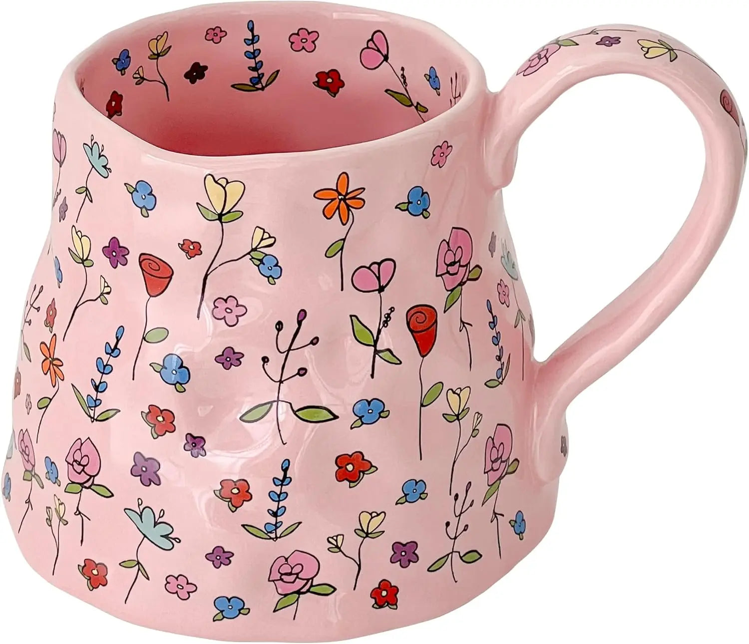 Large Ceramic Cute Flower  Handmade Coffee Mug 20oz