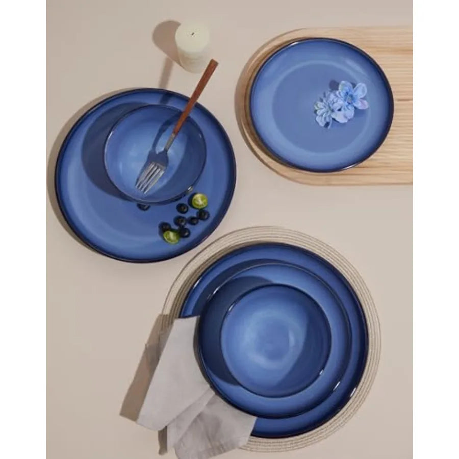 Blue Stoneware Dinnerware Set 12 pcs