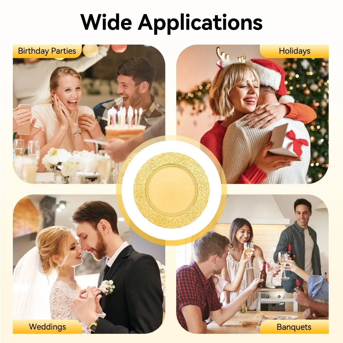 100 Pieces  Round Charger Plates Set