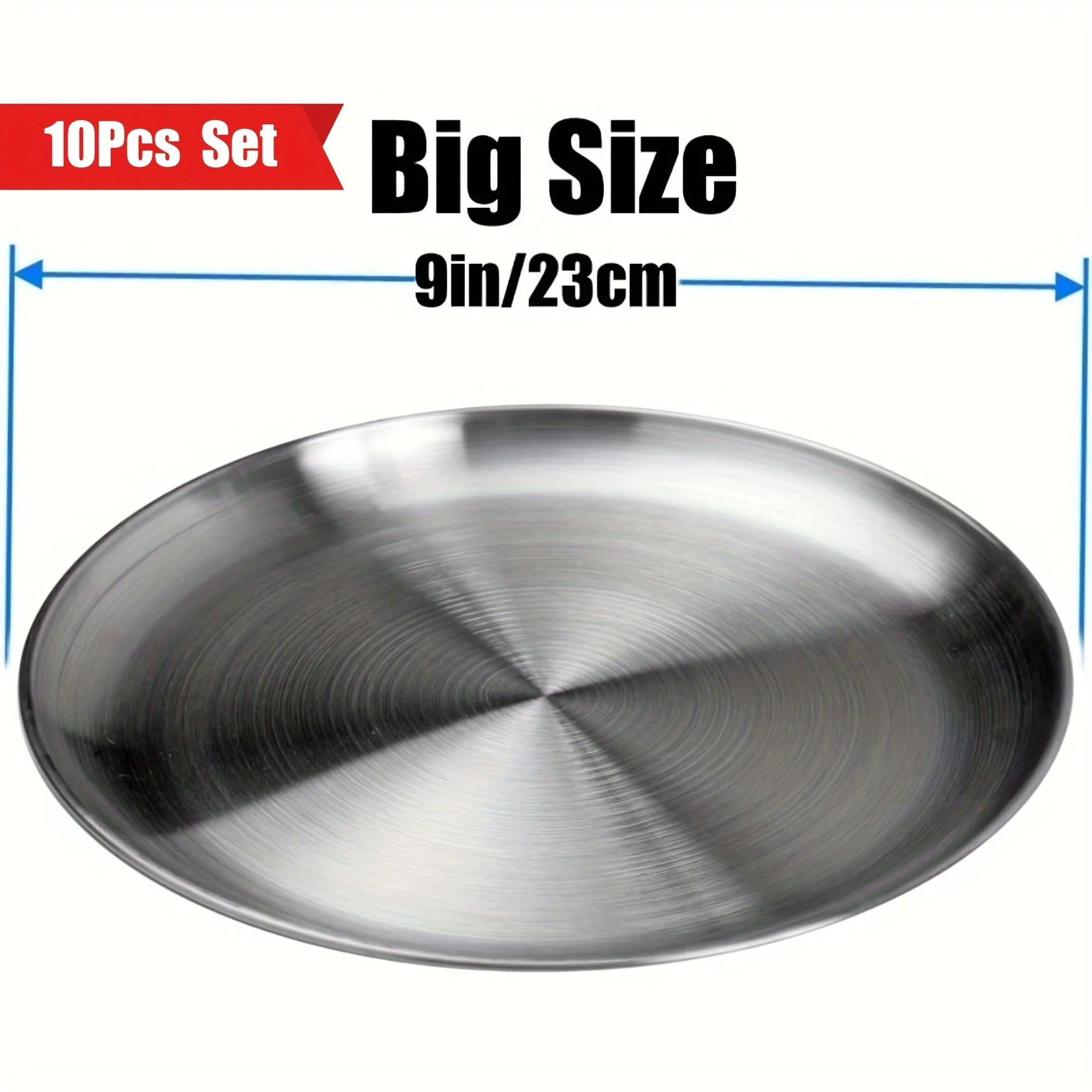 10pcs -  Stainless Steel Dinner Plates