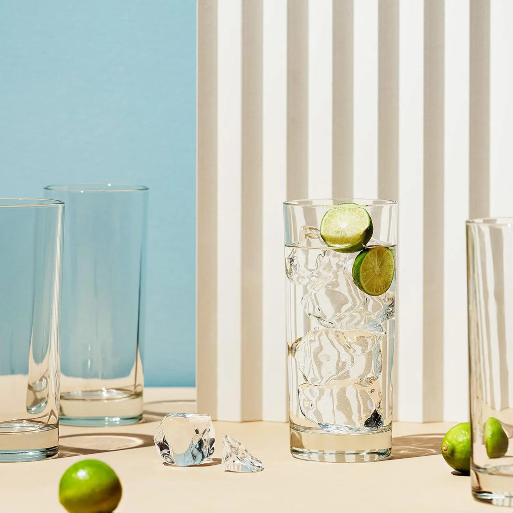 Tall Highball 14 oz Drinking Glasses, Set of 4