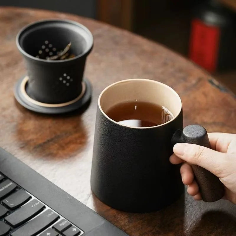Ceramic Mug With Separation Filter & Lid