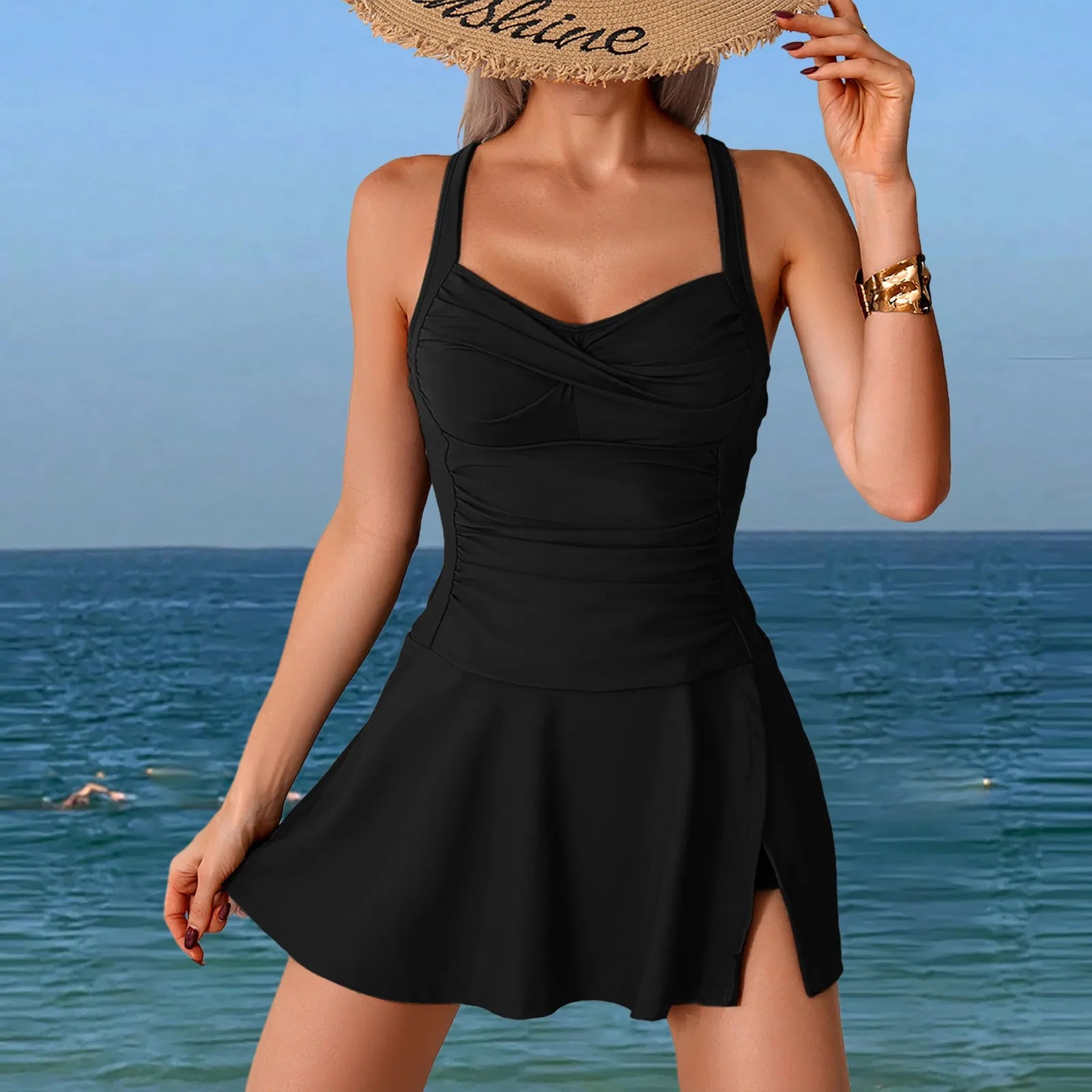 Tankini Pleated Swimsuit Set