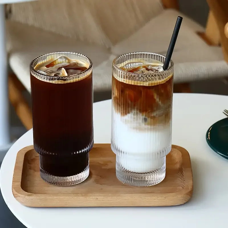 Retro 13.53 oz Glass Cups Set of Six