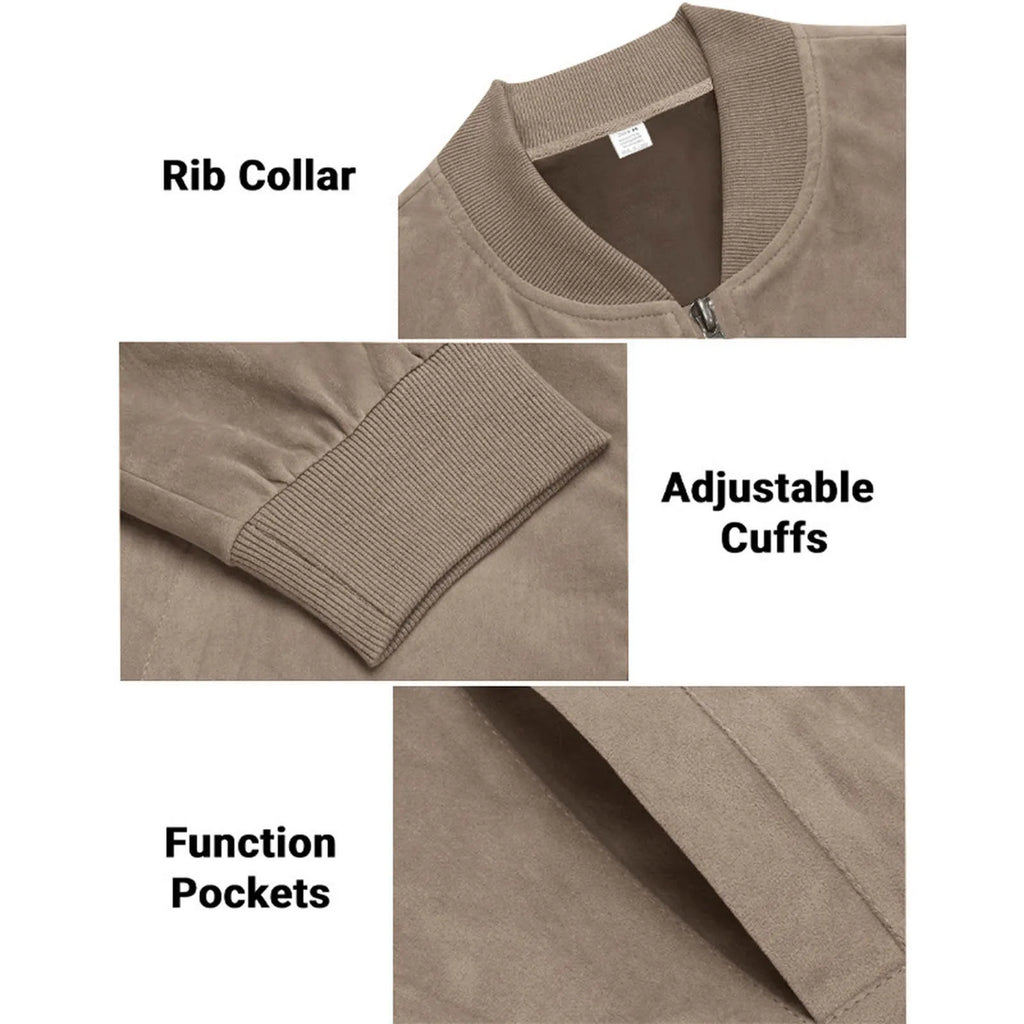 Retro Suede Bomber Jacket