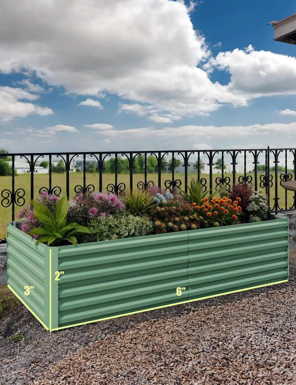6x3x2, 8x4x2ft Galvanized Raised Garden Bed