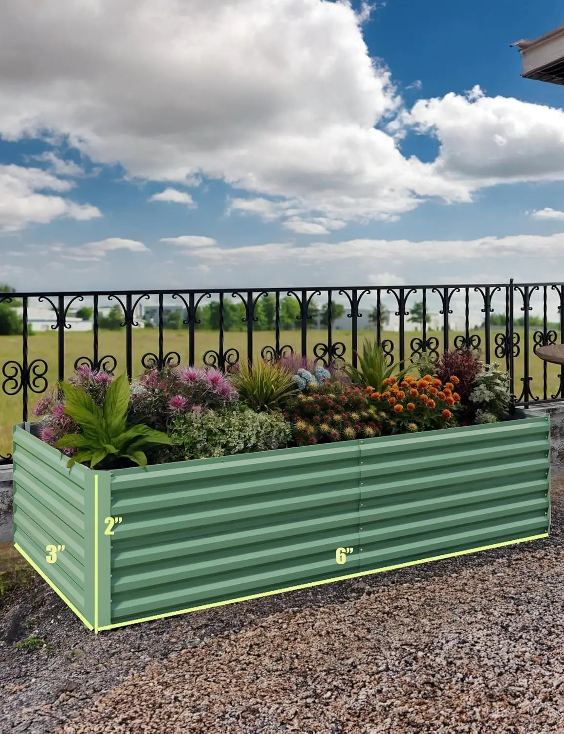 6x3x2, 8x4x2ft Galvanized Raised Garden Bed